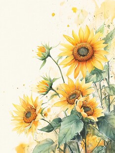 水彩绘向日葵绽放之美
