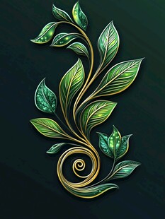 华丽绿叶藤蔓装饰图案