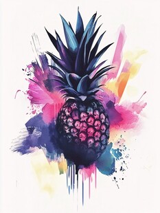 梦幻水彩风创意菠萝插画