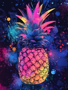 梦幻多彩菠萝艺术插画