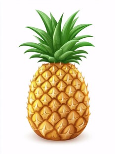手绘金黄新鲜菠萝插画