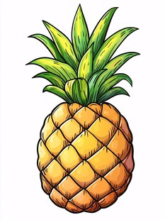 卡通风格的黄色菠萝插画