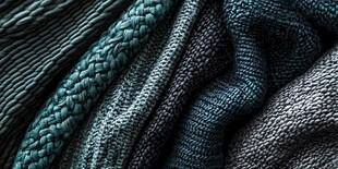 深绿针织布料纹理特写