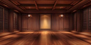 中式木质空旷室内空间