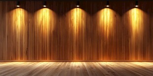 木质墙面灯光营造温馨空间