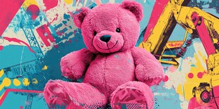 粉色小熊的多彩艺术背景