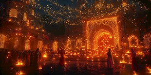 灯火辉煌的印度节庆场景