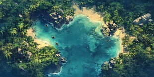 热带海岛绝美空中俯瞰图