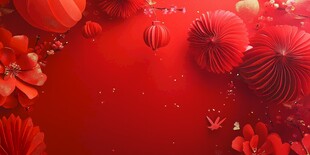 喜庆红色中式节庆装饰图