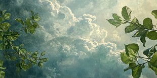绿叶映蓝天 云朵添诗意