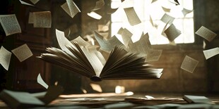 书页纷飞的奇幻阅读场景