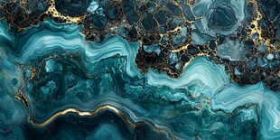 蓝绿金交融的梦幻流体纹理