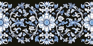 蓝白花卉复古花纹图案