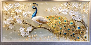 孔雀栖花图