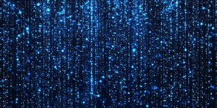 蓝色数字雨背景科技感画面
