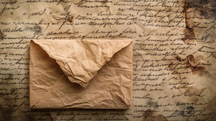 旧信纸与皱巴巴的复古信封