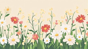 春日烂漫野花插画