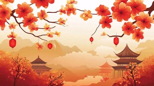 春日古风美景赏繁花古建