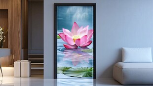 客厅中美丽的荷花装饰画