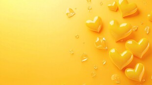 黄色爱心散落在明亮背景中