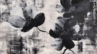 黑白水墨花卉艺术画作