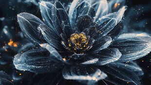 梦幻冰晶花朵绽放光芒