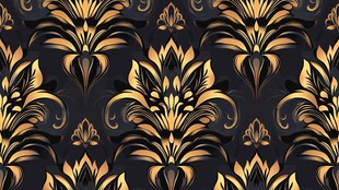 黑金花卉无缝奢华图案