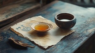 古桌上的茶香韵味