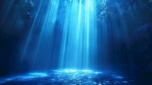 梦幻蓝调森林光束美景