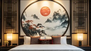 中式卧室 山水挂画添雅韵