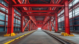 红色钢架结构工业厂房