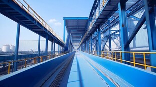 蓝色工业栈桥的壮观景象