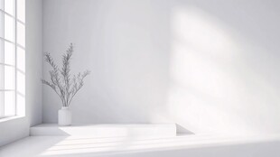 简约白房间的静谧绿植角落