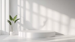 简约室内场景中的绿植展台