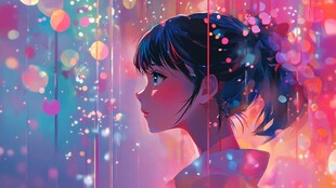 梦幻侧颜少女 绚丽光影世界