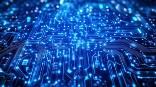 科技蓝光电路板微观世界