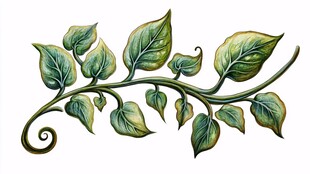 手绘绿植藤蔓枝叶图案