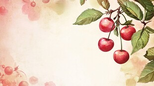 手绘樱桃插画背景图