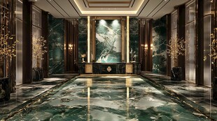 奢华中式风酒店大堂空间