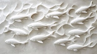 鱼群浮雕艺术作品展示
