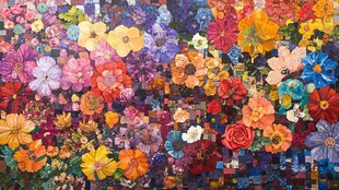 缤纷花卉艺术拼图盛宴