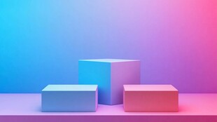 多彩立体方块展示台