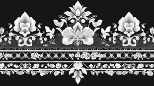 中式黑白花卉纹花边图案