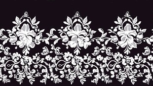 黑白花卉精美刺绣花边图案