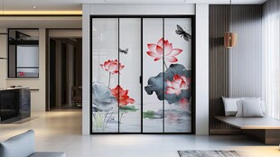 中式荷花屏风 雅致家居风