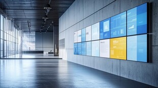 现代宽敞展厅的大屏展示墙