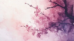 水墨风烂漫樱花枝景