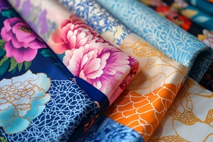 多彩花卉图案布料展示