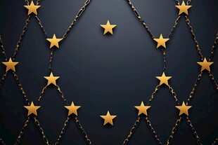 金色星星链条装饰背景图