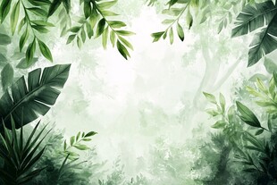 清新绿意丛林梦幻背景图